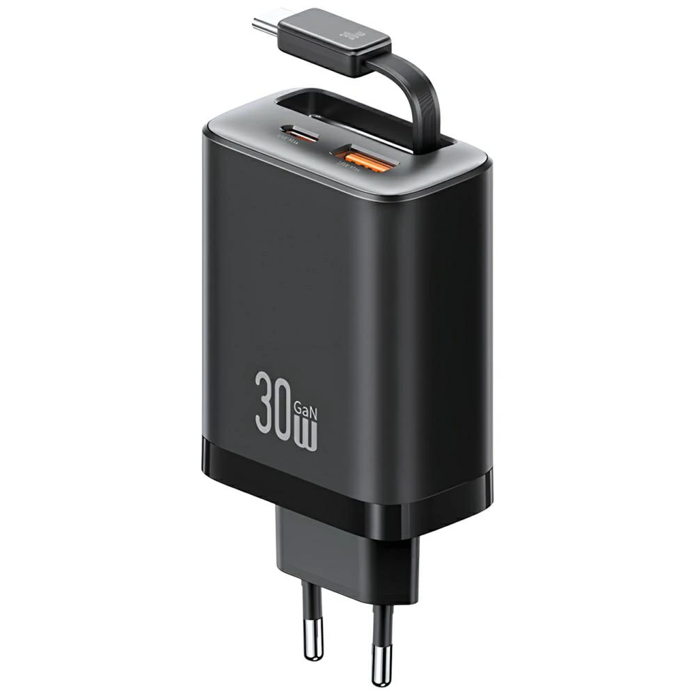 Laidinis įkroviklis USAMS Xiang Series CC296 30W 1xUSB-C 1xUSB-A + USB-C kabelis juodos spalvos aprašymas - Prekės nuotrauka Laidinis įkroviklis USAMS Xiang Series CC296 30W 1xUSB-C 1xUSB-A + USB-C kabelis juodos spalvos aprašymas - Prekės nuotrauka