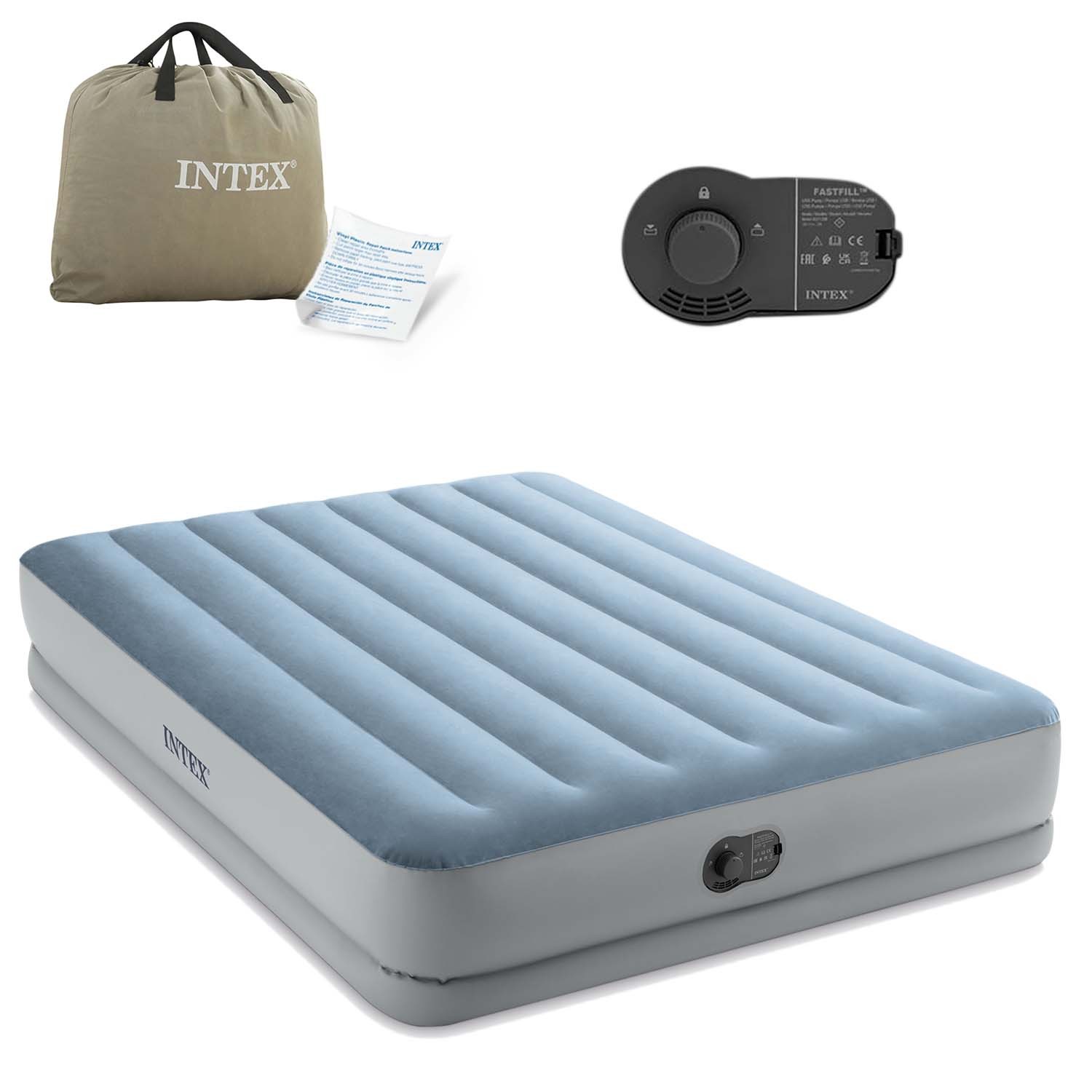 Large Double Air Mattress 203x152x36 cm with Built-in Electric Pump Bed INTEX 64159 aprašymas - Prekės nuotrauka