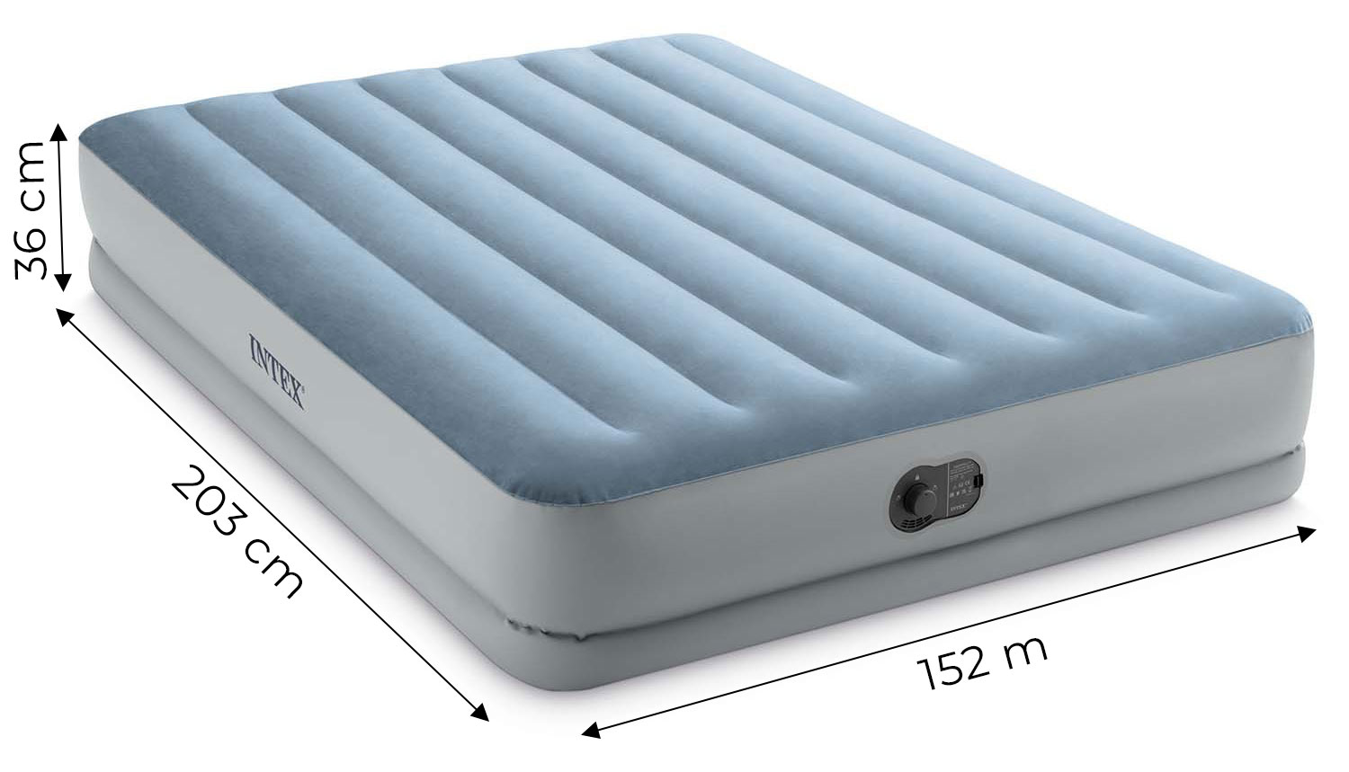 Large Double Air Mattress 203x152x36 cm with Built-in Electric Pump Bed INTEX 64159 aprašymas - Prekės nuotrauka