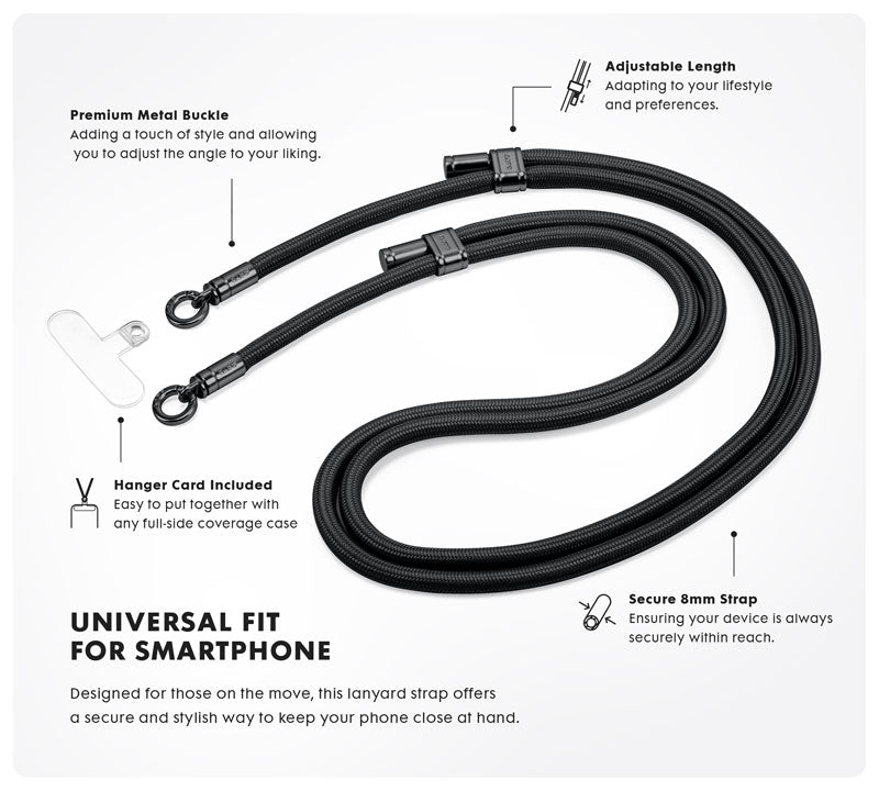Laut ADAPTA-LOOP Wrist Strap virvelė telefonui, Juodas aprašymas - Prekės nuotrauka