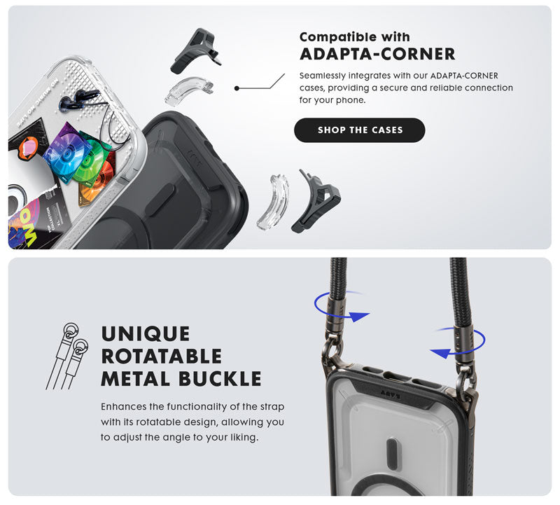 Laut ADAPTA-LOOP Wrist Strap virvelė telefonui, Juodas aprašymas - Prekės nuotrauka