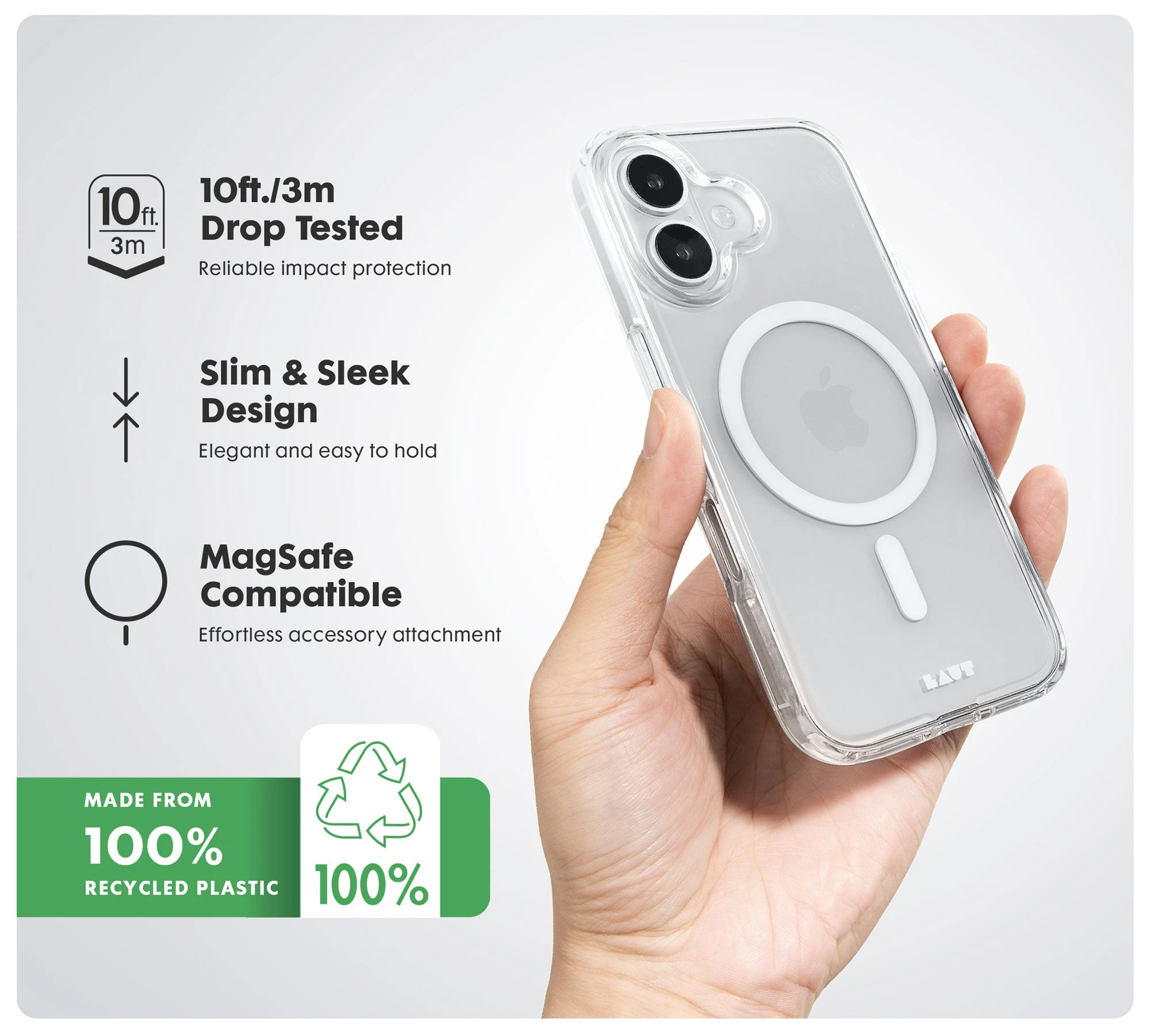 Laut Crystal-M dėklas skirtas Apple iPhone 17 Air, Clear aprašymas - Prekės nuotrauka