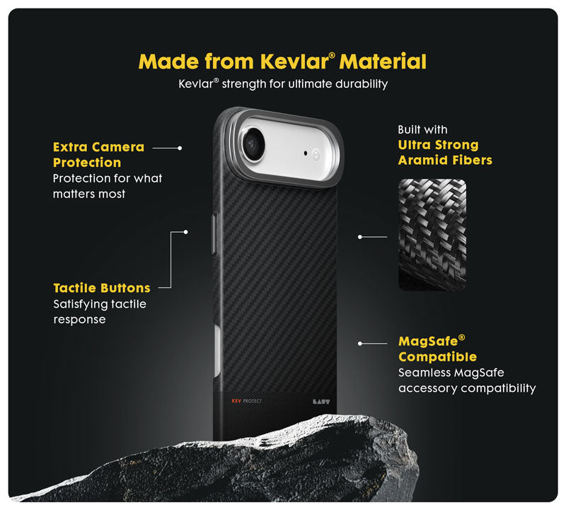 Laut KEV PROTECT Dupont Aramid Fiber dėklas skirtas Apple iPhone 16 Pro, Juodas aprašymas - Prekės nuotrauka Laut KEV PROTECT Dupont Aramid Fiber dėklas skirtas Apple iPhone 16 Pro, Juodas aprašymas - Prekės nuotrauka