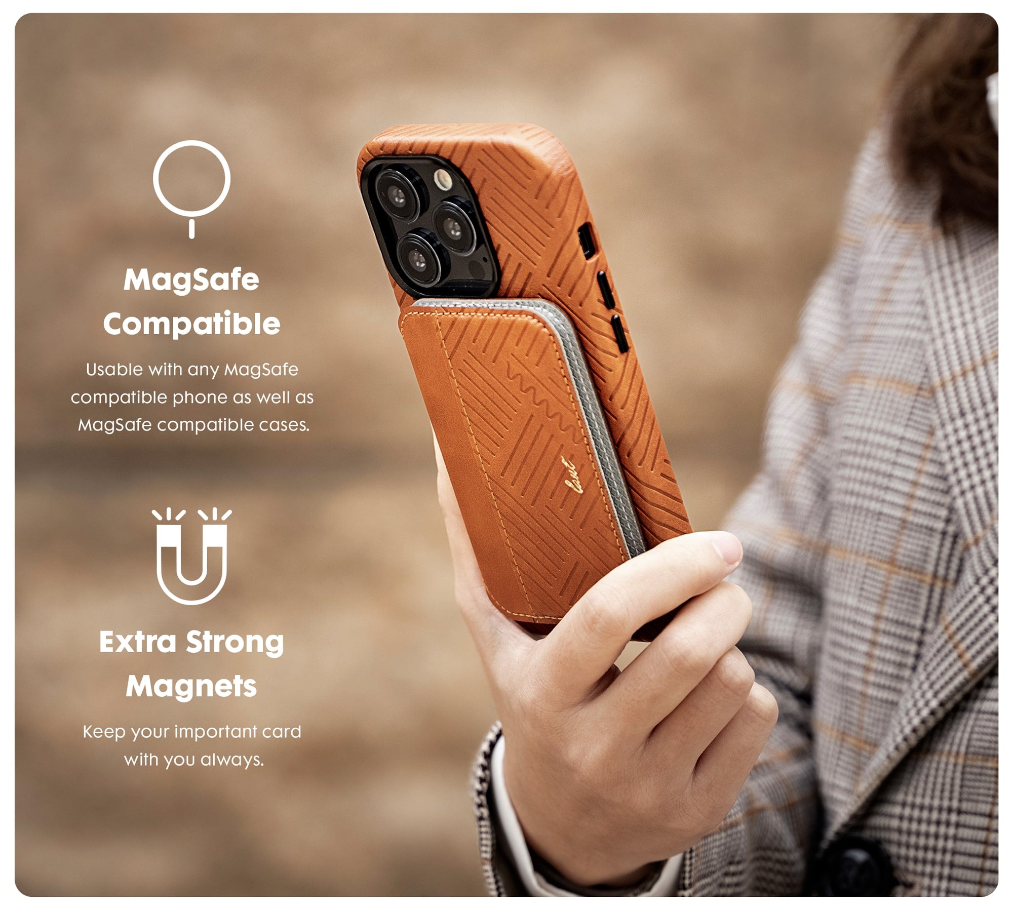 Dėklas Laut Motif Wallet suderinamas su MagSafe, Brown aprašymas - Prekės nuotrauka Dėklas Laut Motif Wallet suderinamas su MagSafe, Brown aprašymas - Prekės nuotrauka