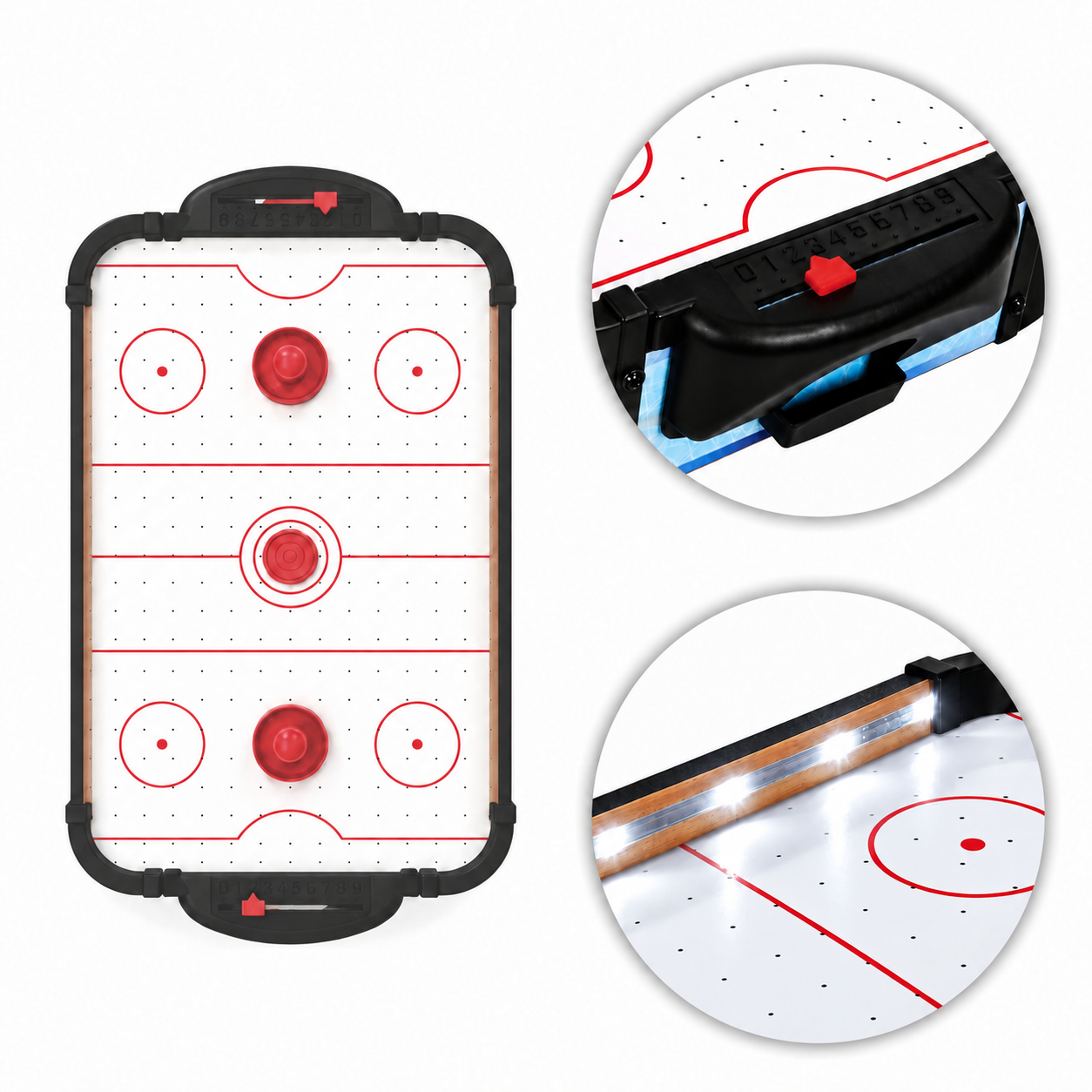 LED air hockey table game for children 58 cm with accessories ECOTOYS aprašymas - Prekės nuotrauka