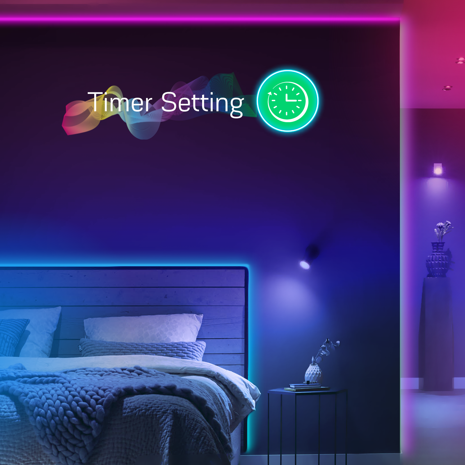 LED juostos komplektas su Bluetooth valdikliu ir maitinimo šaltiniu, RGB, 5m, 24W, TUYA / Smart Life, NOUS aprašymas - Prekės nuotrauka