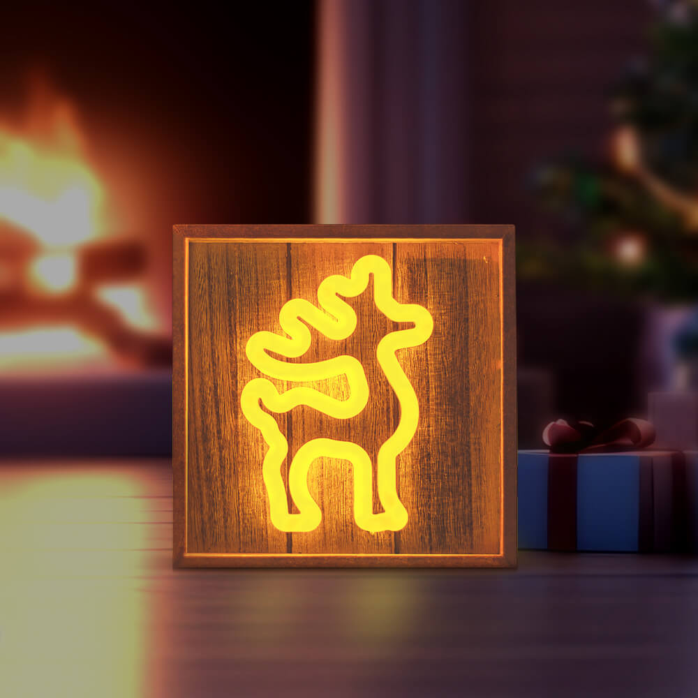 TelForceone Forever LED NEON kalėdinė dekoracija ELNIAS rėmelyje, šiltai balta, 5V USB / 3xAA aprašymas - Prekės nuotrauka