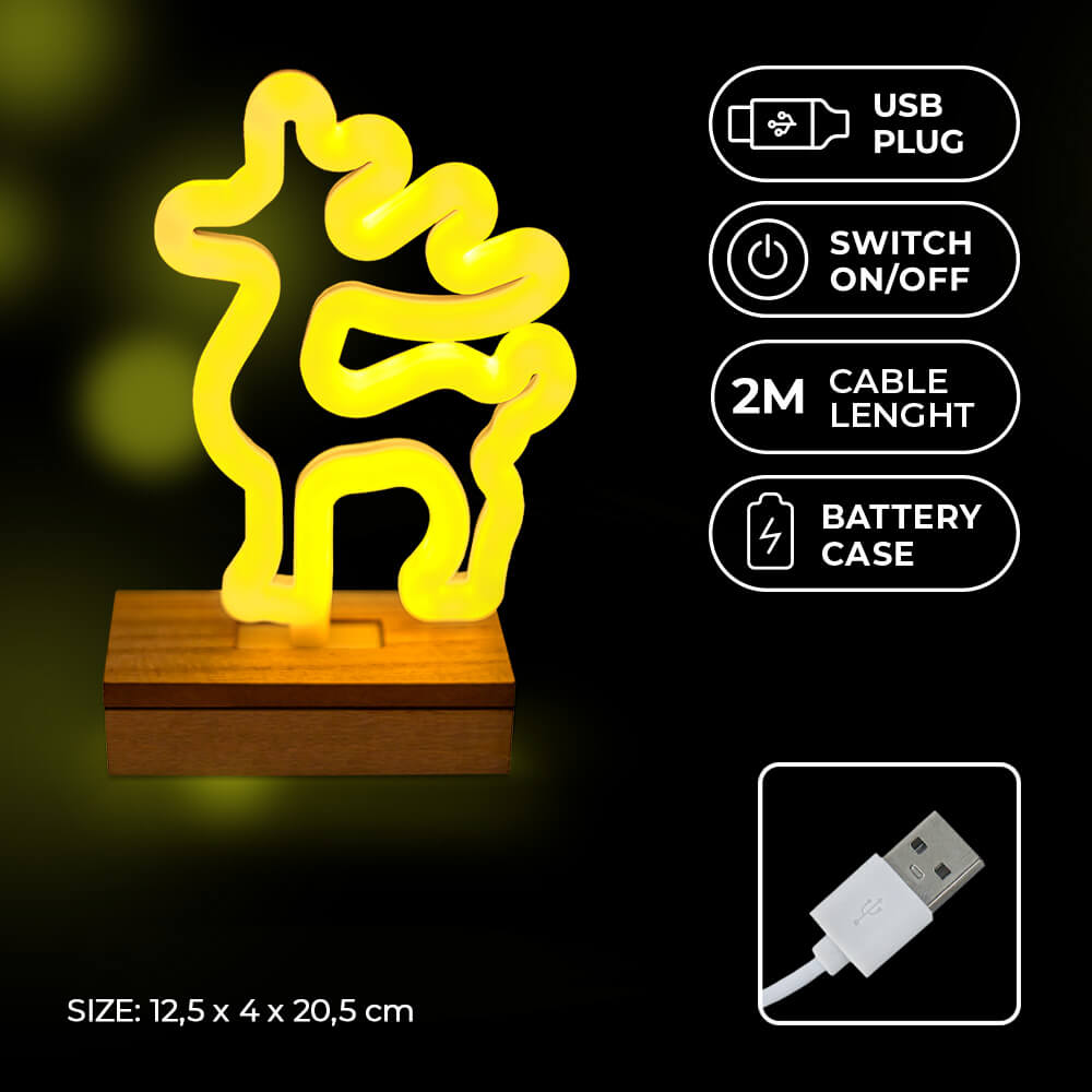 TelForceone Forever LED NEON kalėdinė dekoracija ELNIAS, šiltai balta, 5V USB / 3xAA aprašymas - Prekės nuotrauka