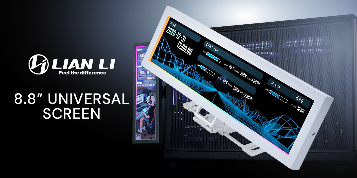 Lian Li 8.8″ Universal Screen – baltas aprašymas - Prekės nuotrauka