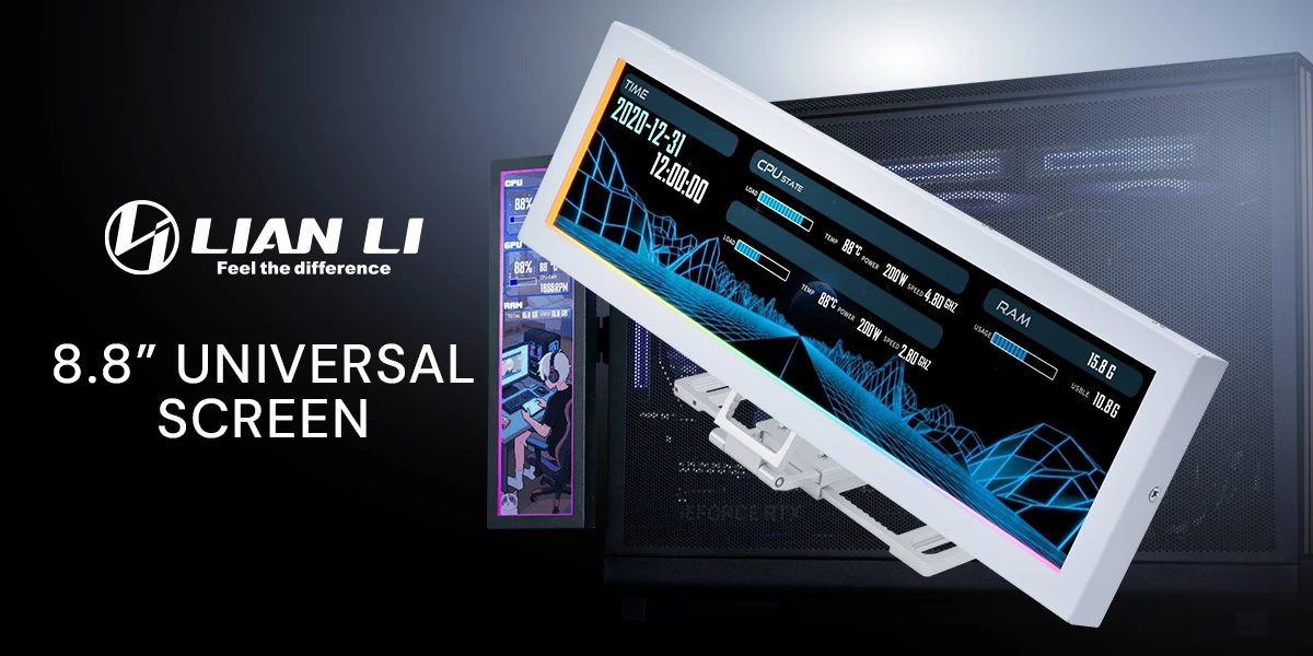 Lian Li 8.8″ Universal Screen – baltas aprašymas - Prekės nuotrauka