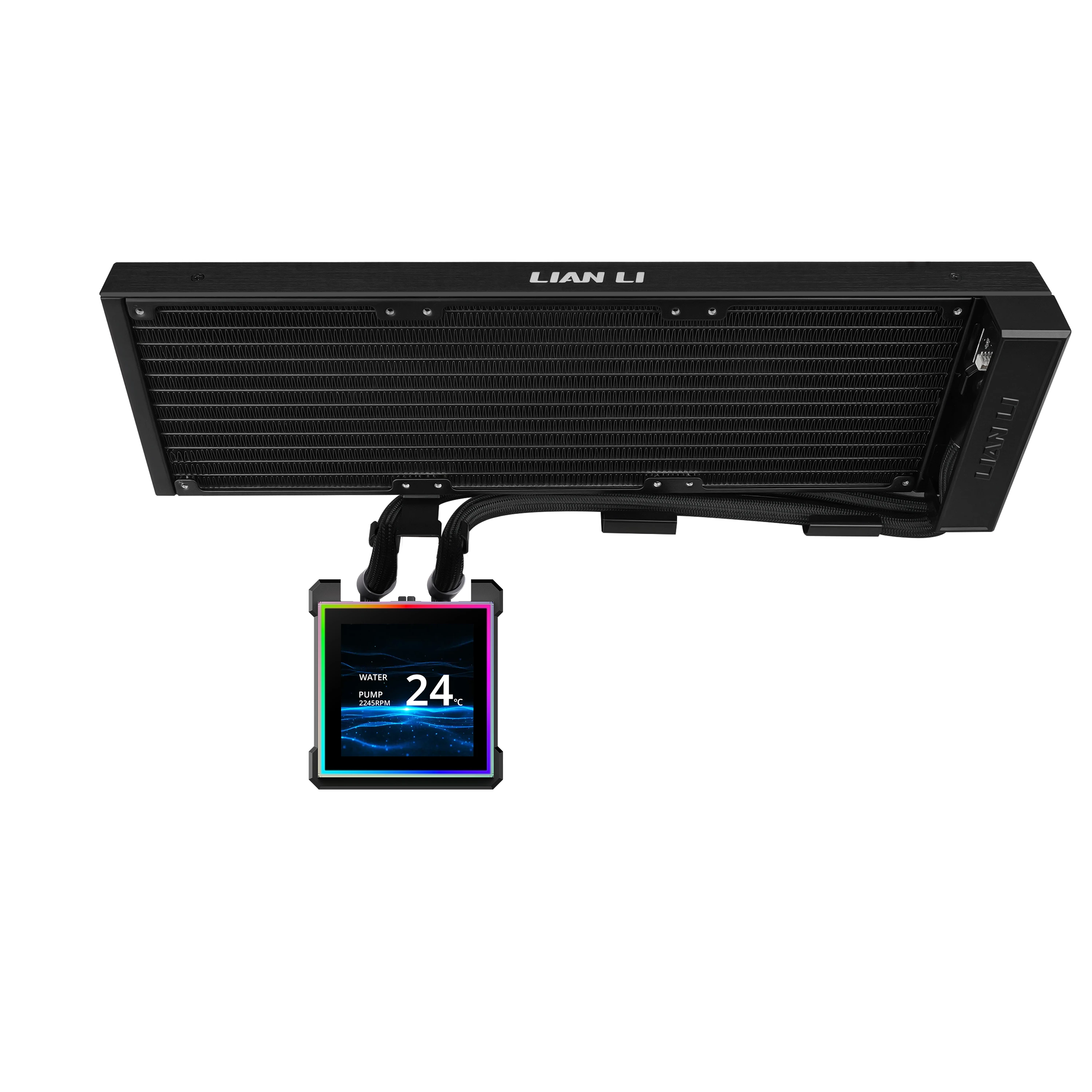 Lian Li HydroShift II LCD-S 360N AiO Vanduo Cooling, RGB, LCD Ekranas - without fans, 360mm, juodas aprašymas - Prekės nuotrauka