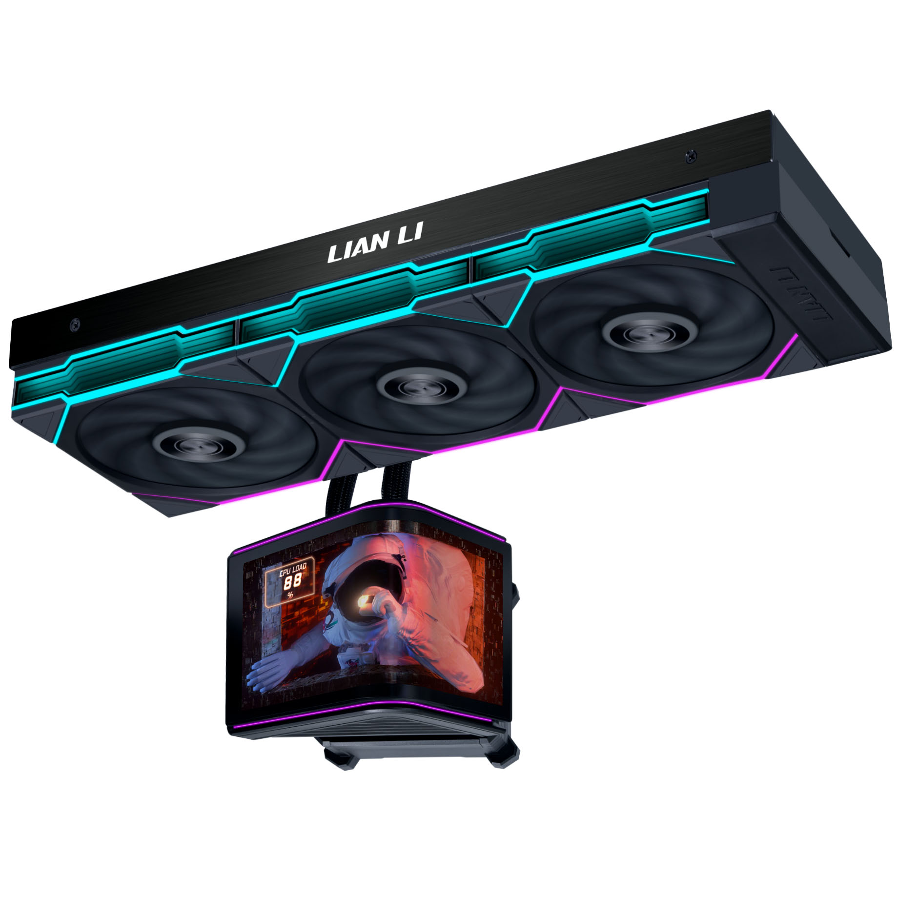 Lian Li HydroShift II OLED Curved 360 UNI FAN TL AiO Vanduo Cooling, 360 mm, OLED Ekranas, TL-FLEX Fans – Juodas aprašymas - Prekės nuotrauka