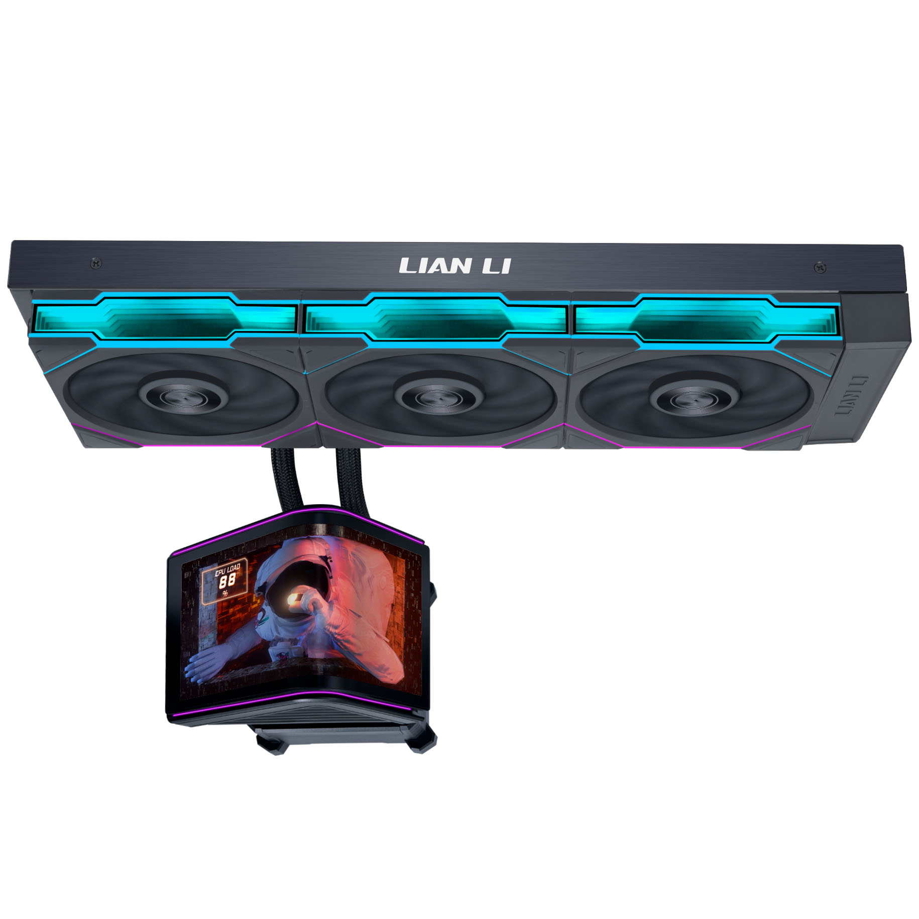 Lian Li HydroShift II OLED Curved 360 UNI FAN TL AiO Vanduo Cooling, 360 mm, OLED Ekranas, TL-FLEX Fans – Juodas aprašymas - Prekės nuotrauka