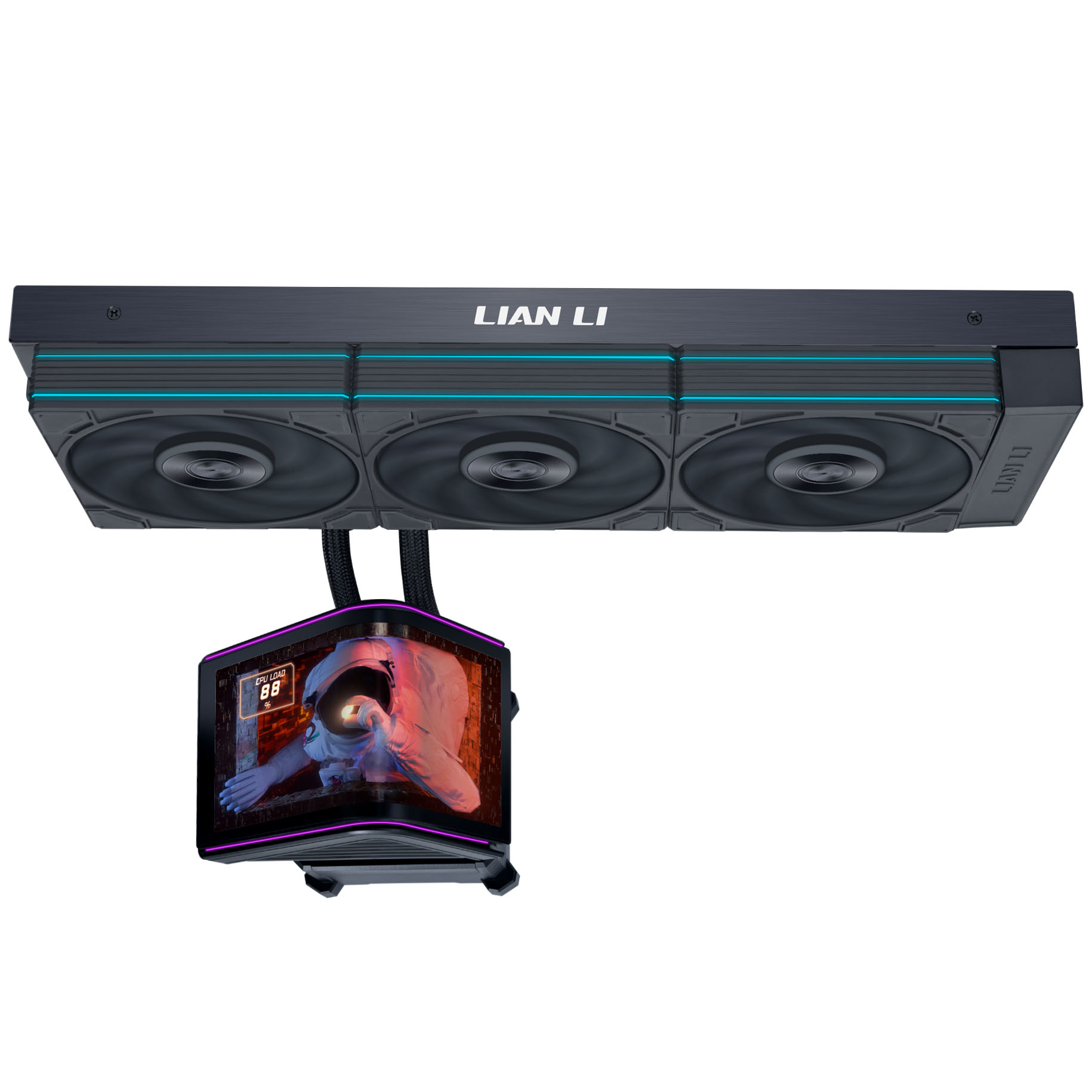 Lian Li HydroShift II OLED Curved 360 UNI FAN P28 All-in-One Vanduo Cooling, 360 mm, OLED Ekranas, P28 Fans – Juodas aprašymas - Prekės nuotrauka