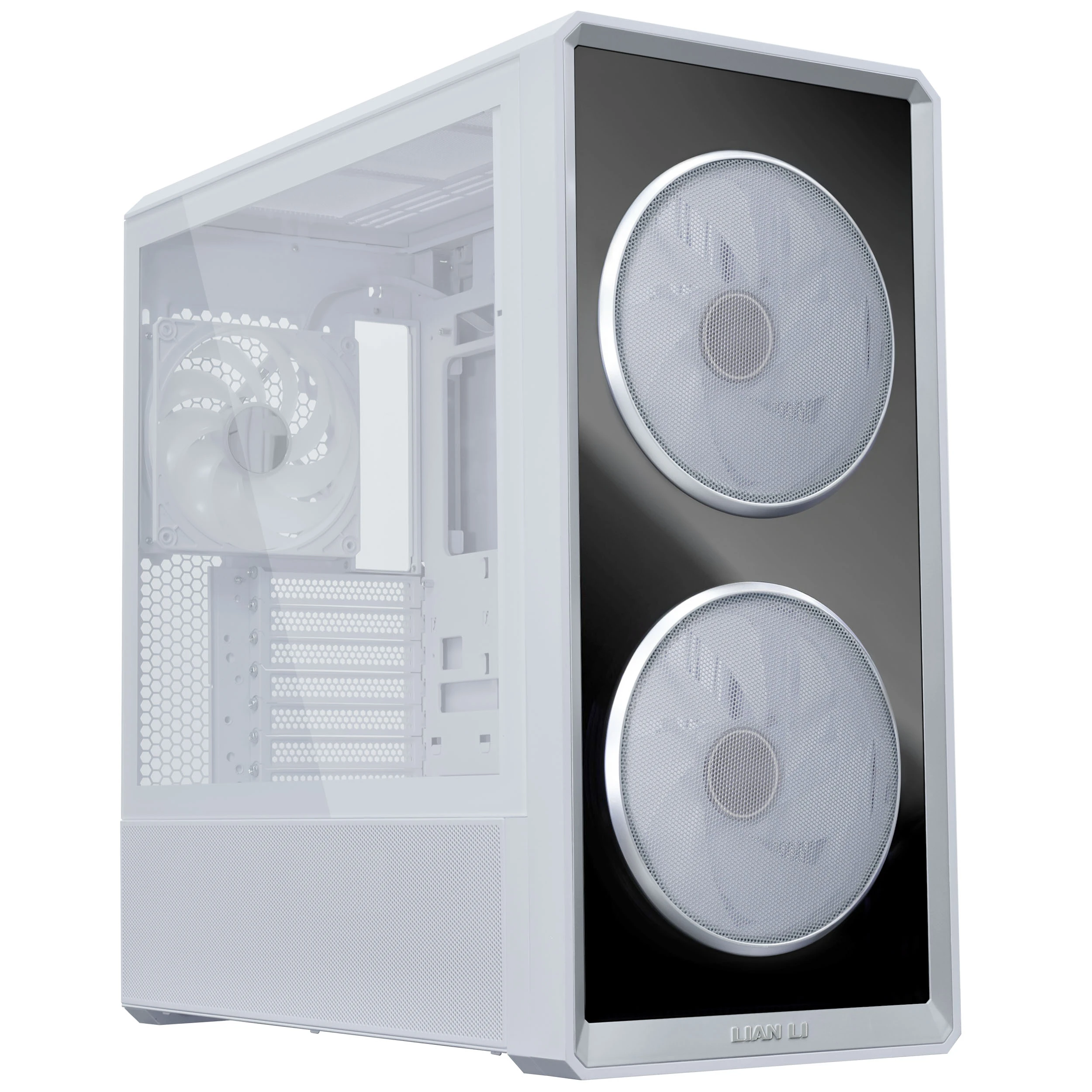 Lian Li LANCOOL 217 INF PC Case, Mid-Tower, Tempered Glass, RGB Lighting – Baltas aprašymas - Prekės nuotrauka