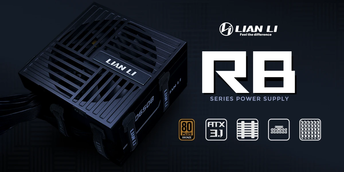 Lian Li RB Series 80 PLUS Bronze Power Supply, semi-modular, ATX 3.1 – 550 Watts, juodas aprašymas - Prekės nuotrauka