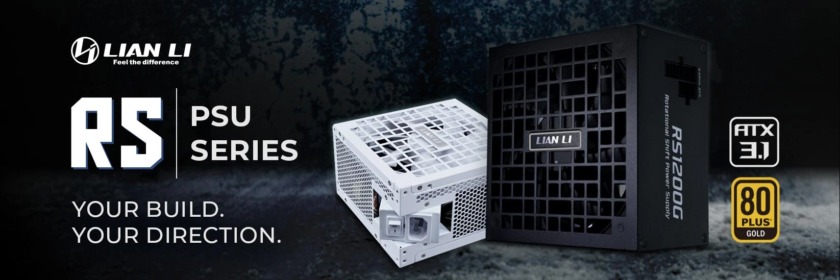 Lian Li RS Series 80 PLUS Gold power supply, ATX 3.1, modular – 1,000 watts, with RS Hub, juodas aprašymas - Prekės nuotrauka