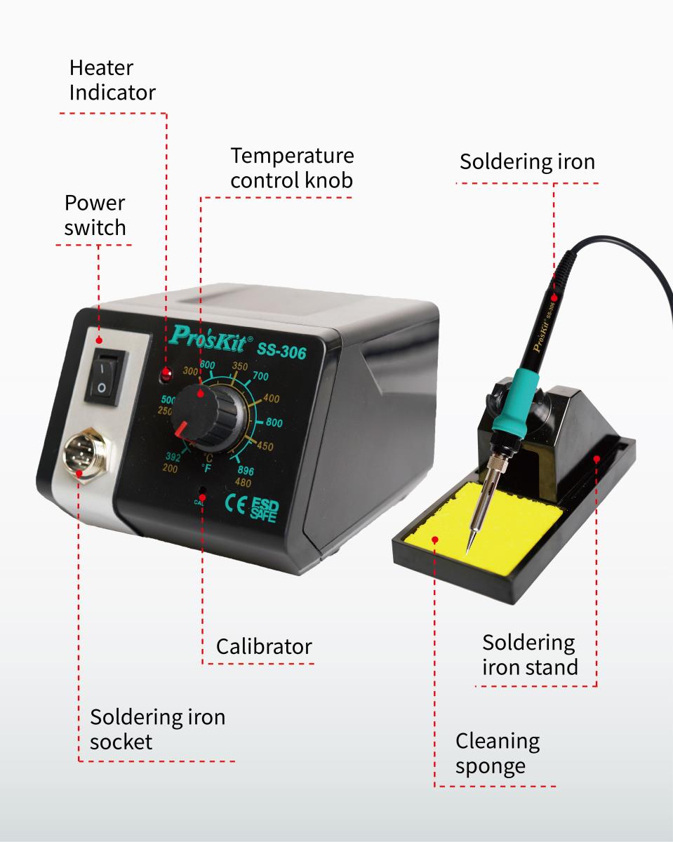 Proskit Litavimo stotelė 75W 230V, atistatinė, Pro’sKit aprašymas - Prekės nuotrauka