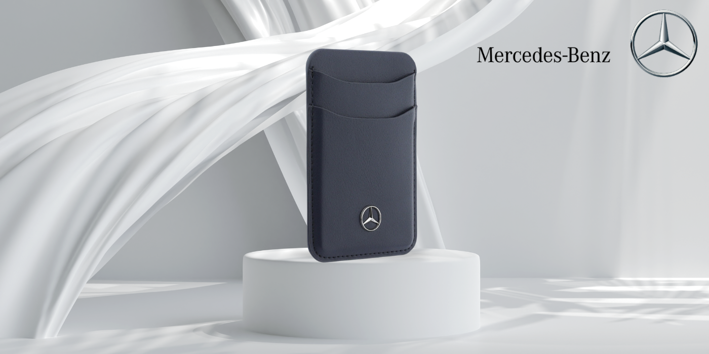 Dėklas Magnetinė kortelių piniginė Mercedes odinė tamsiai mėlyna aprašymas - Prekės nuotrauka