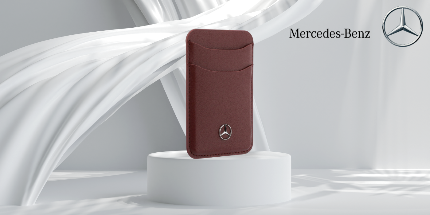 Dėklas Magnetinė kortelių piniginė Mercedes odinė, raudona aprašymas - Prekės nuotrauka