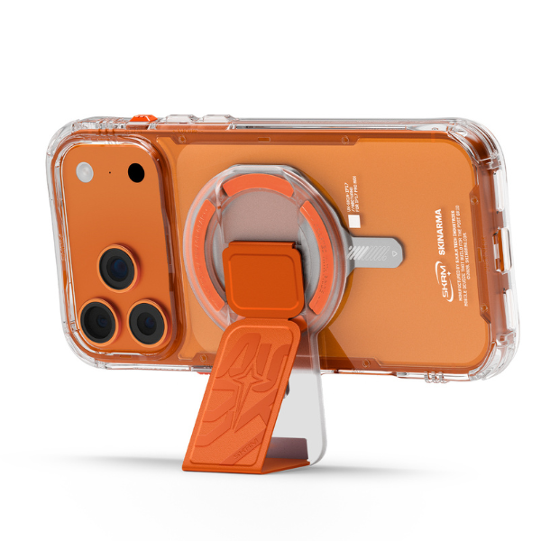 Magnetic handle Skinarma Arch XE Phaze Smart Grip-Stand oranžinės spalvos aprašymas - Prekės nuotrauka Magnetic handle Skinarma Arch XE Phaze Smart Grip-Stand oranžinės spalvos aprašymas - Prekės nuotrauka