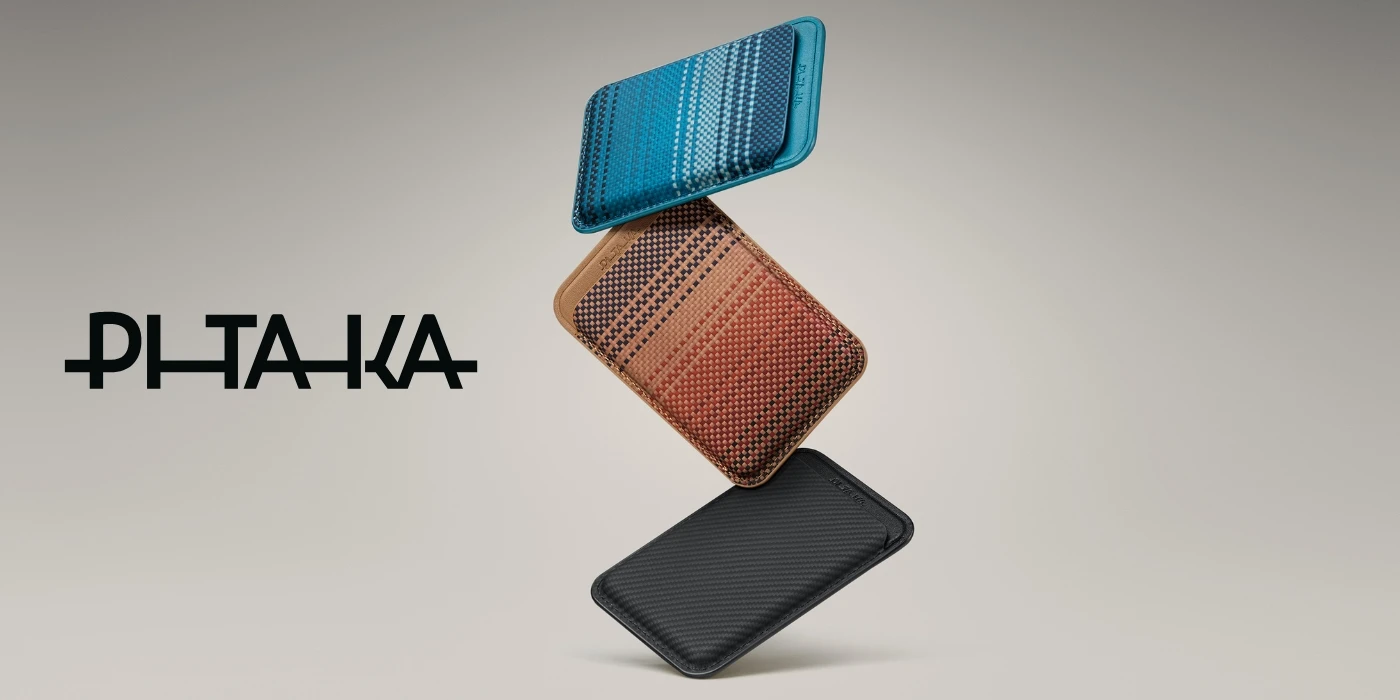 Dėklas Magnetic wallet PITAKA Woven Wallet MagSafe skirtas telefonui juodas pilkas aprašymas - Prekės nuotrauka