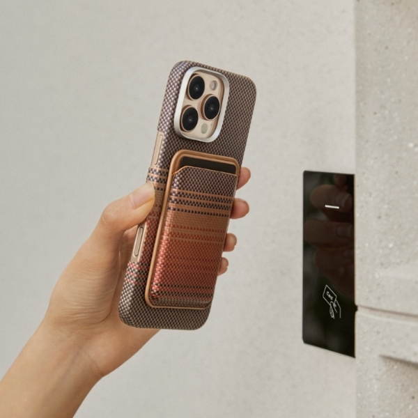 Dėklas Magnetinė piniginė PITAKA Woven Wallet MagSafe telefonui, sunset aprašymas - Prekės nuotrauka