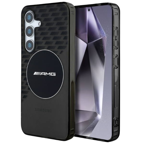 Mercedes „MagSafe“ skaidrus „AMG Transparent Rhombs“ dėklas, skirtas „Samsung Galaxy S25“, juodas aprašymas - Prekės nuotrauka