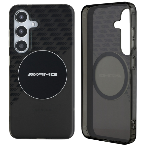 Mercedes „MagSafe“ skaidrus „AMG Transparent Rhombs“ dėklas, skirtas „Samsung Galaxy S25“, juodas aprašymas - Prekės nuotrauka