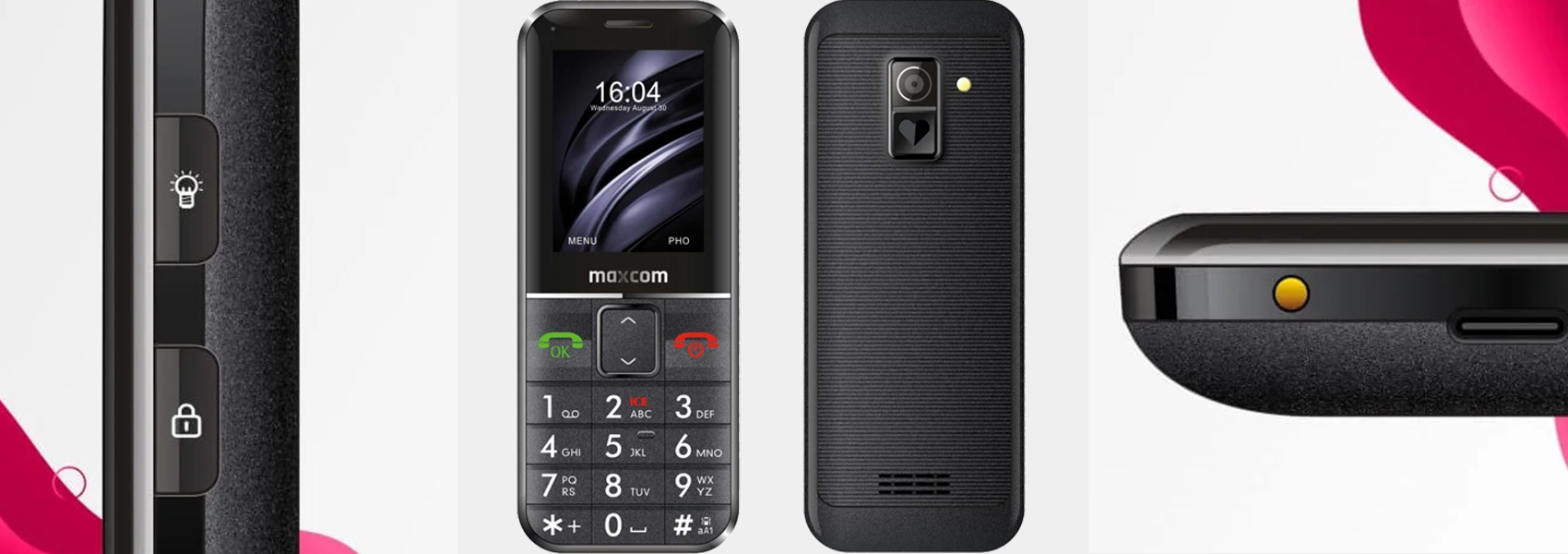 Maxcom Comfort MM735 with charging station + SOS wristband juodos spalvos aprašymas - Prekės nuotrauka Maxcom Comfort MM735 with charging station + SOS wristband juodos spalvos aprašymas - Prekės nuotrauka