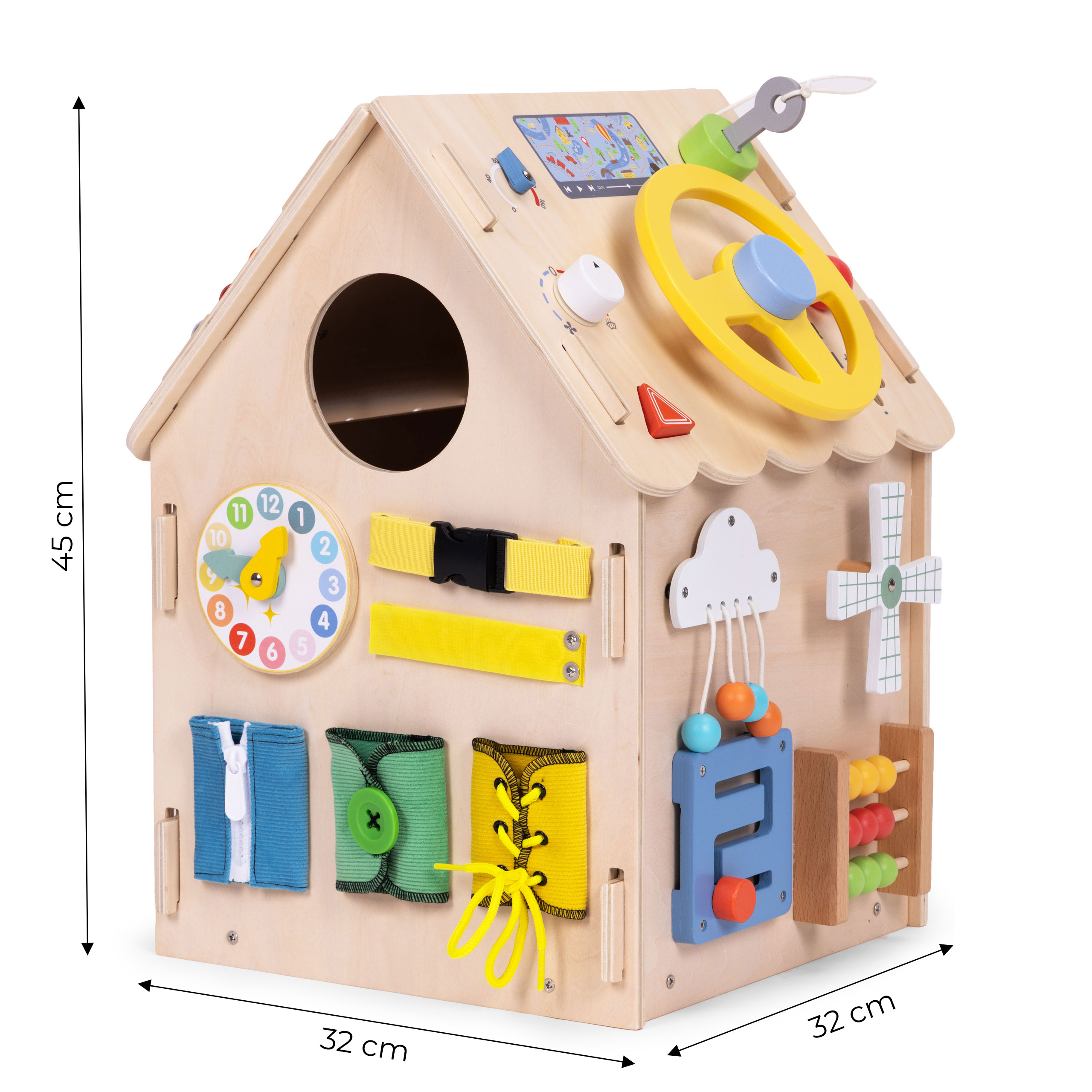 Ecotoys Medinis lavinamasis namelis vaikams, edukacinis skydelis XXL, 30 dalių aprašymas - Prekės nuotrauka