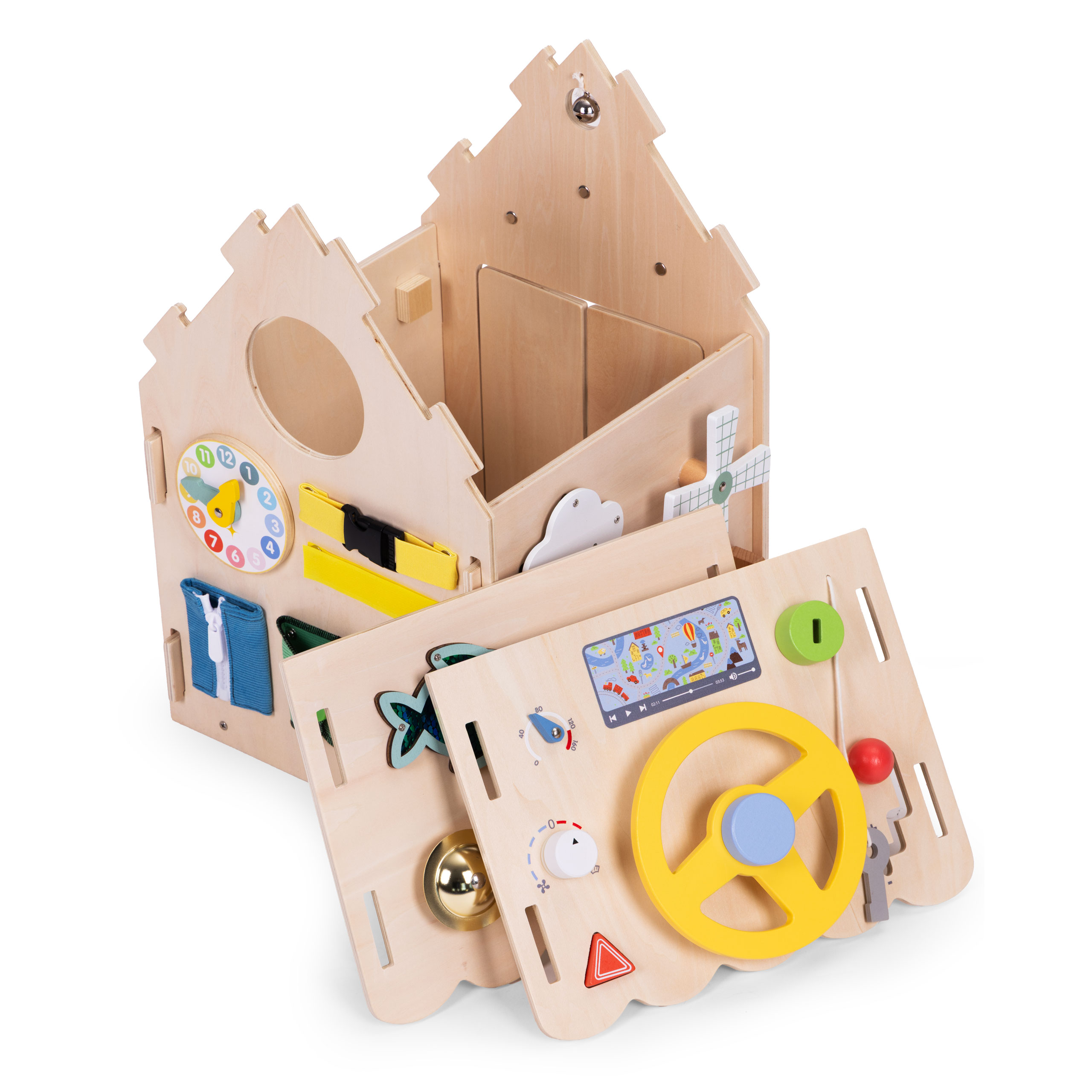 Ecotoys Medinis lavinamasis namelis vaikams, edukacinis skydelis XXL, 30 dalių aprašymas - Prekės nuotrauka