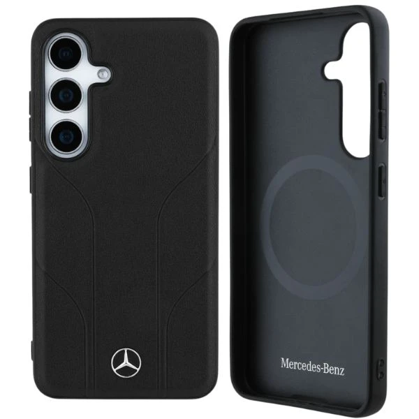Mercedes Leather Debossed Lines MagSafe Samsung Galaxy S25 Plus dėklas telefonui juodos spalvos aprašymas - Prekės nuotrauka Mercedes Leather Debossed Lines MagSafe Samsung Galaxy S25 Plus dėklas telefonui juodos spalvos aprašymas - Prekės nuotrauka