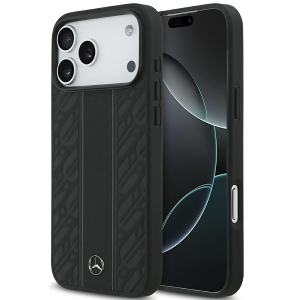 Mercedes Leather Laurel Leaves Stripes MagSafe dėklas Apple iPhone 17 Pro Max juodos spalvos aprašymas - Prekės nuotrauka Mercedes Leather Laurel Leaves Stripes MagSafe dėklas Apple iPhone 17 Pro Max juodos spalvos aprašymas - Prekės nuotrauka