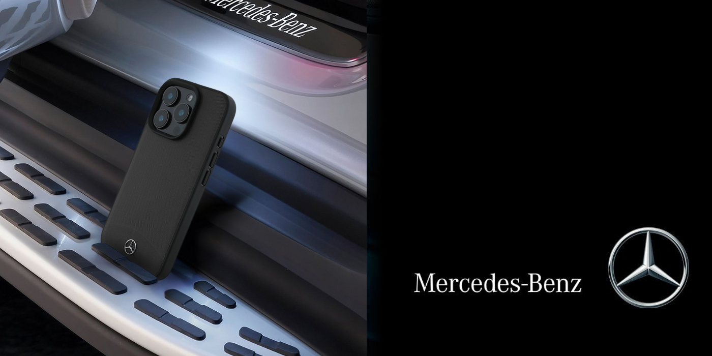 Mercedes MEHMP16X23RBARK iPhone 16 Pro Max 6.9″ juodos spalvos kietas dėklas Textured And Plain Leather MagS aprašymas - Prekės nuotrauka