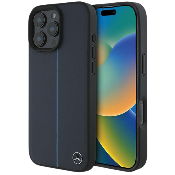Mercedes MEHMP16X23RURBV Apple iPhone 16 Pro Max 6.9″ navy kietas dėklas MB Mėlyna Line Leather MagSafe aprašymas - Prekės nuotrauka Mercedes MEHMP16X23RURBV Apple iPhone 16 Pro Max 6.9″ navy kietas dėklas MB Mėlyna Line Leather MagSafe aprašymas - Prekės nuotrauka