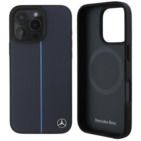 Mercedes MEHMP16X23RURBV Apple iPhone 16 Pro Max 6.9″ navy kietas dėklas MB Mėlyna Line Leather MagSafe aprašymas - Prekės nuotrauka Mercedes MEHMP16X23RURBV Apple iPhone 16 Pro Max 6.9″ navy kietas dėklas MB Mėlyna Line Leather MagSafe aprašymas - Prekės nuotrauka