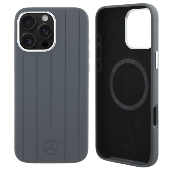 Mercedes MEHMP16X23SUVSA iPhone 16 Pro Max 6.9″ pilkos spalvos kietas dėklas Silicone Vertical Tonal Stripes aprašymas - Prekės nuotrauka