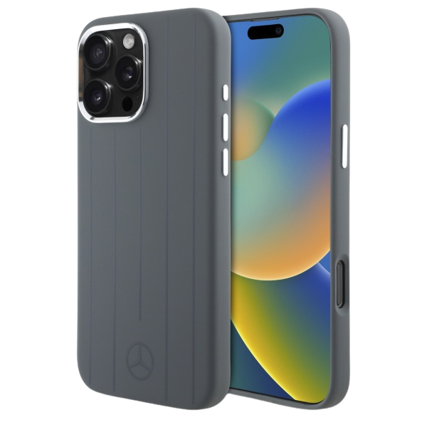 Mercedes MEHMP16X23SUVSA iPhone 16 Pro Max 6.9″ pilkos spalvos kietas dėklas Silicone Vertical Tonal Stripes aprašymas - Prekės nuotrauka