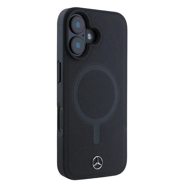 Mercedes Plain Smooth Leather MagSafe Apple iPhone 16 - dėklas telefonui juodos spalvos aprašymas - Prekės nuotrauka Mercedes Plain Smooth Leather MagSafe Apple iPhone 16 - dėklas telefonui juodos spalvos aprašymas - Prekės nuotrauka