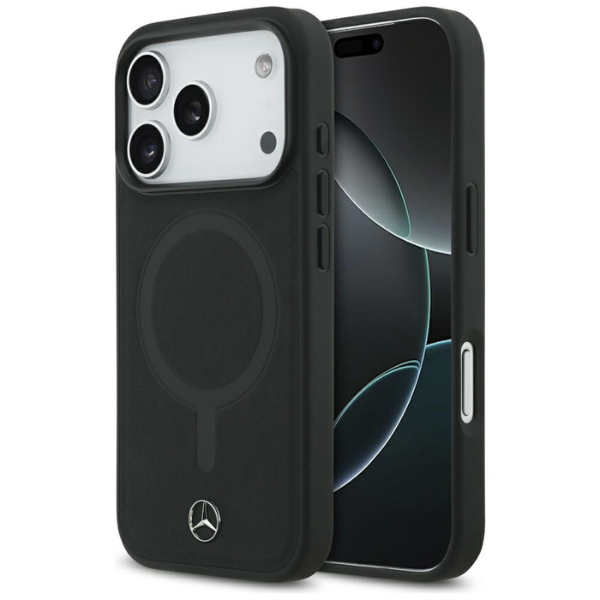 Mercedes Plain Smooth Leather MagSafe dėklas Apple iPhone 17 Pro juodos spalvos aprašymas - Prekės nuotrauka Mercedes Plain Smooth Leather MagSafe dėklas Apple iPhone 17 Pro juodos spalvos aprašymas - Prekės nuotrauka