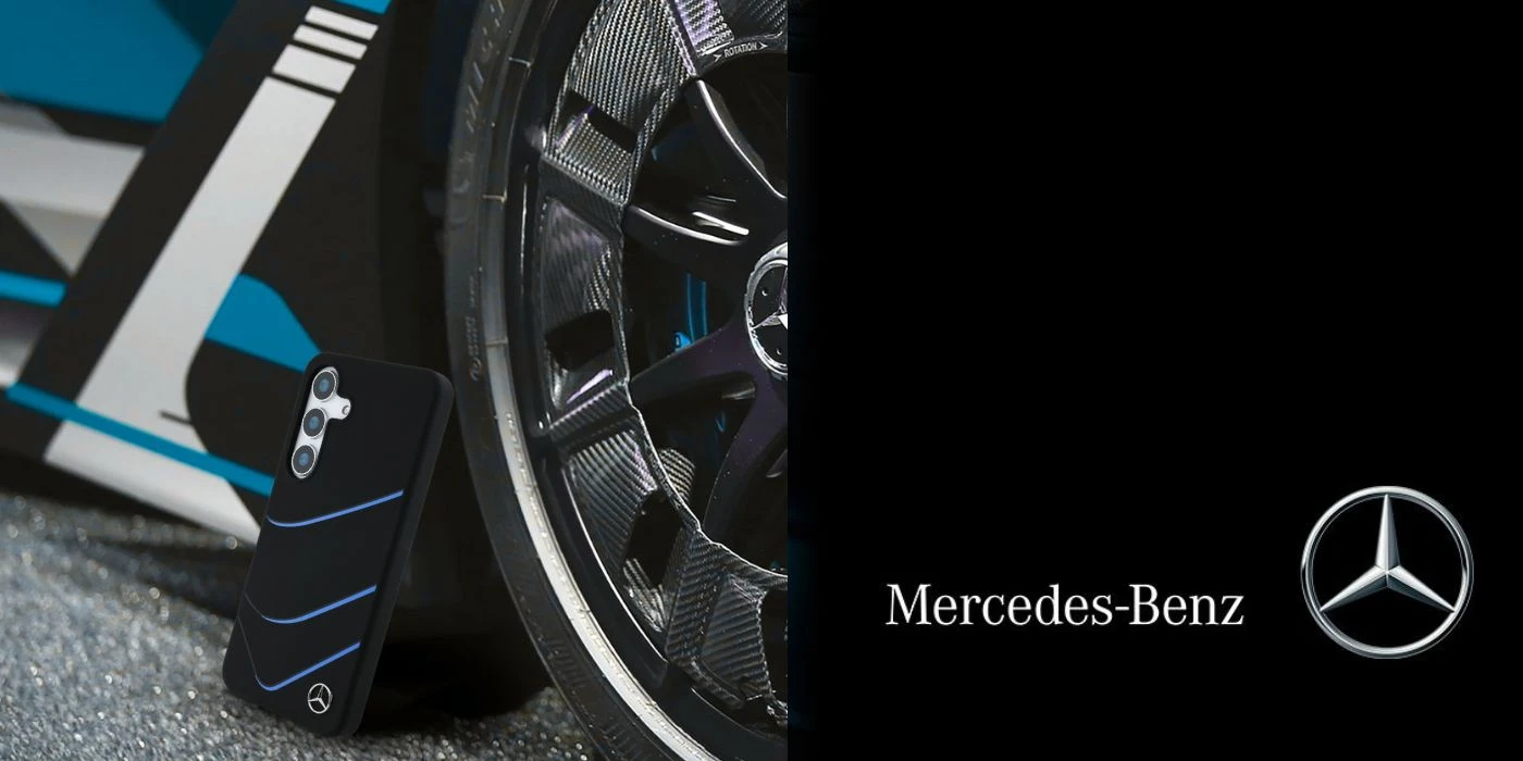 Mercedes Silicone Contrasted Curves MagSafe Samsung Galaxy S25 dėklas telefonui juodos spalvos aprašymas - Prekės nuotrauka