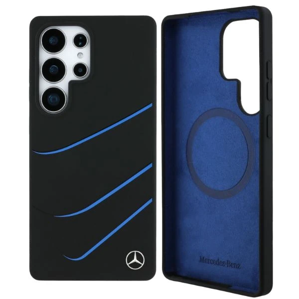 Mercedes Silicone Contrasted Curves MagSafe Samsung Galaxy S25 Ultra dėklas telefonui juodos spalvos aprašymas - Prekės nuotrauka