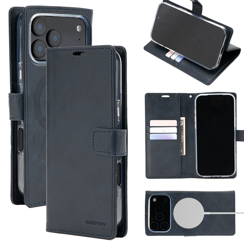 Mercury BlueMoon Diary MagSafe dėklas, skirtas iPhone 17 Pro Max / 18 Pro Max, Navy mėlyna aprašymas - Prekės nuotrauka