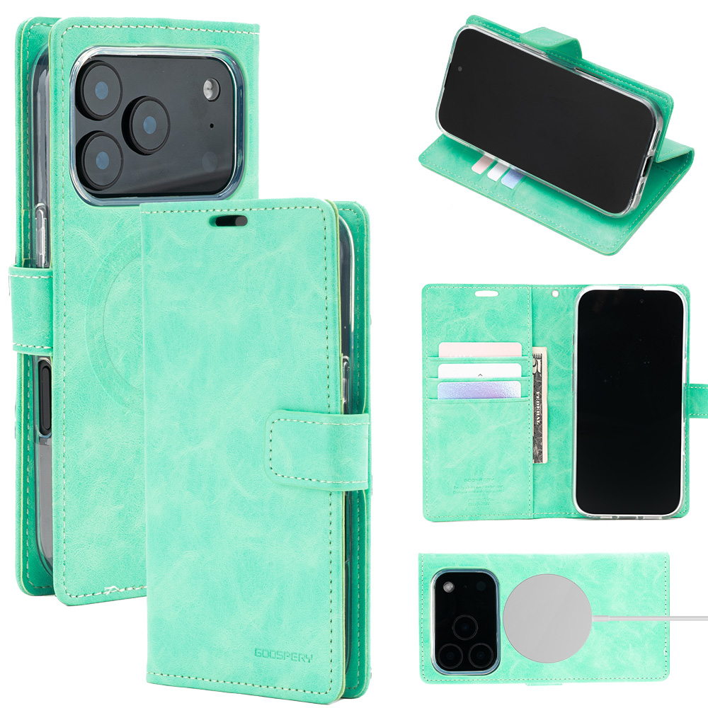 Mercury BlueMoon Diary MagSafe Dėklas skirtas iPhone 17 Pro / 18 Pro Mint aprašymas - Prekės nuotrauka