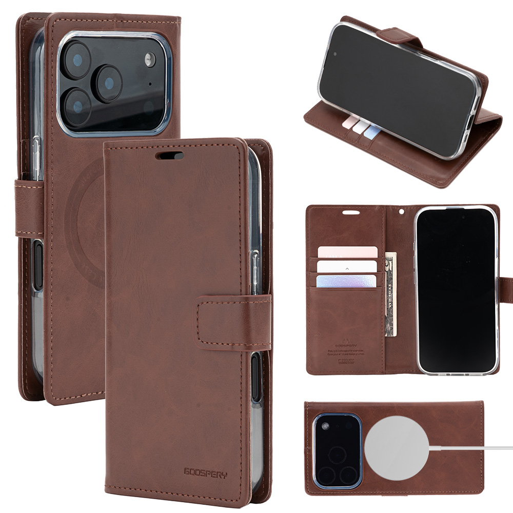Mercury BlueMoon Diary MagSafe Dėklas skirtas iPhone 17 Pro / 18 Pro Brown aprašymas - Prekės nuotrauka
