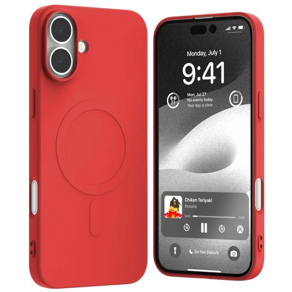 Mercury MagSafe pusiau silikoninis dėklas iPhone 16 Plus 6,7″ raudonos spalvos aprašymas - Prekės nuotrauka