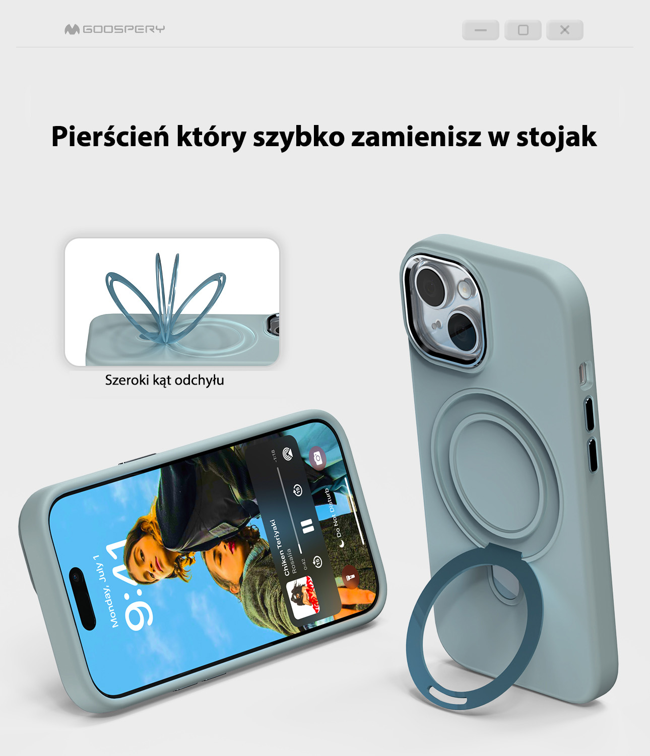 Dėklas Mercury MagSafe Stand Silicone Apple iPhone 15 Plus 6,7″ juodos spalvos aprašymas - Prekės nuotrauka