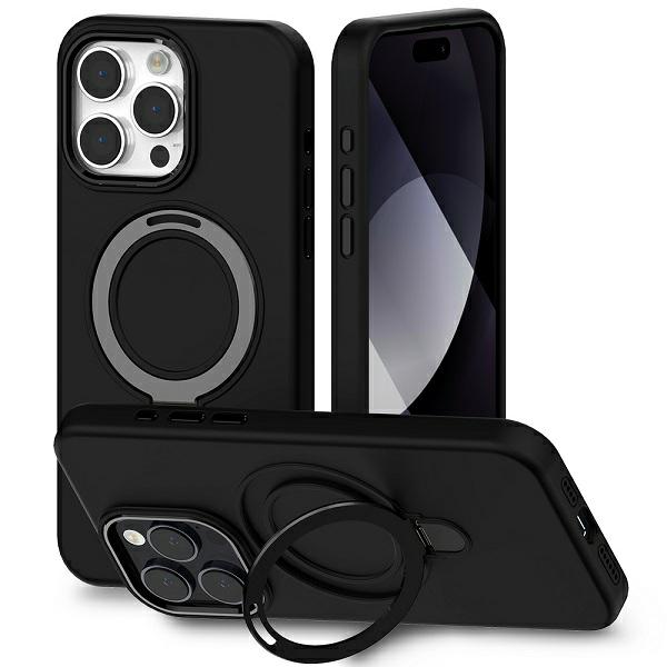Dėklas Mercury MagSafe Stand Silicone Apple iPhone 15 Plus 6,7″ juodos spalvos aprašymas - Prekės nuotrauka