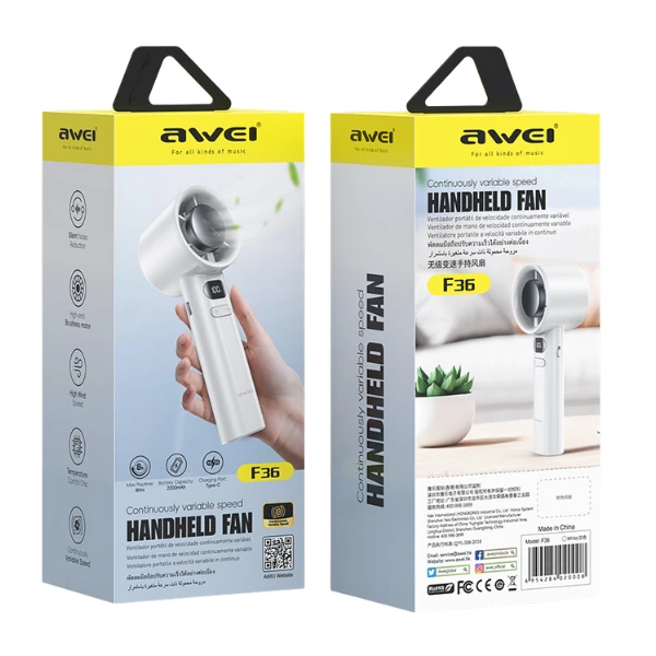 Mini ventiliatorius AWEI F36 2200mAh baltos spalvos aprašymas - Prekės nuotrauka Mini ventiliatorius AWEI F36 2200mAh baltos spalvos aprašymas - Prekės nuotrauka